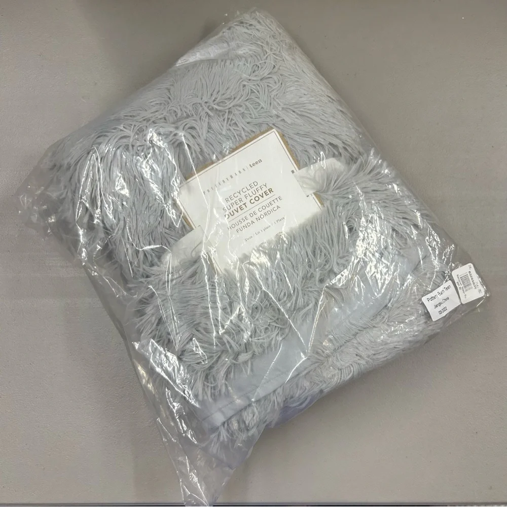 Pottery Barn Fluffy Luxe Duvet Cover Bedding Stone Gray Twin / Twin XL NEW NWT